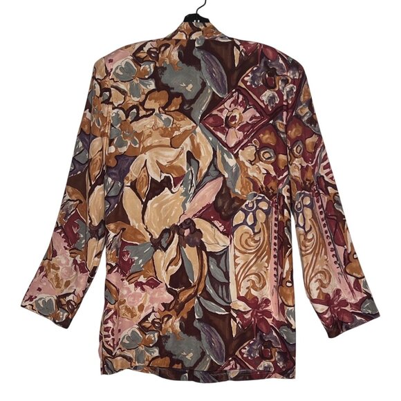 VTG Barrie Stephens 8 Women Abstract Floral Blazer Jacket Multicolor Rayon Lined - Picture 2 of 16